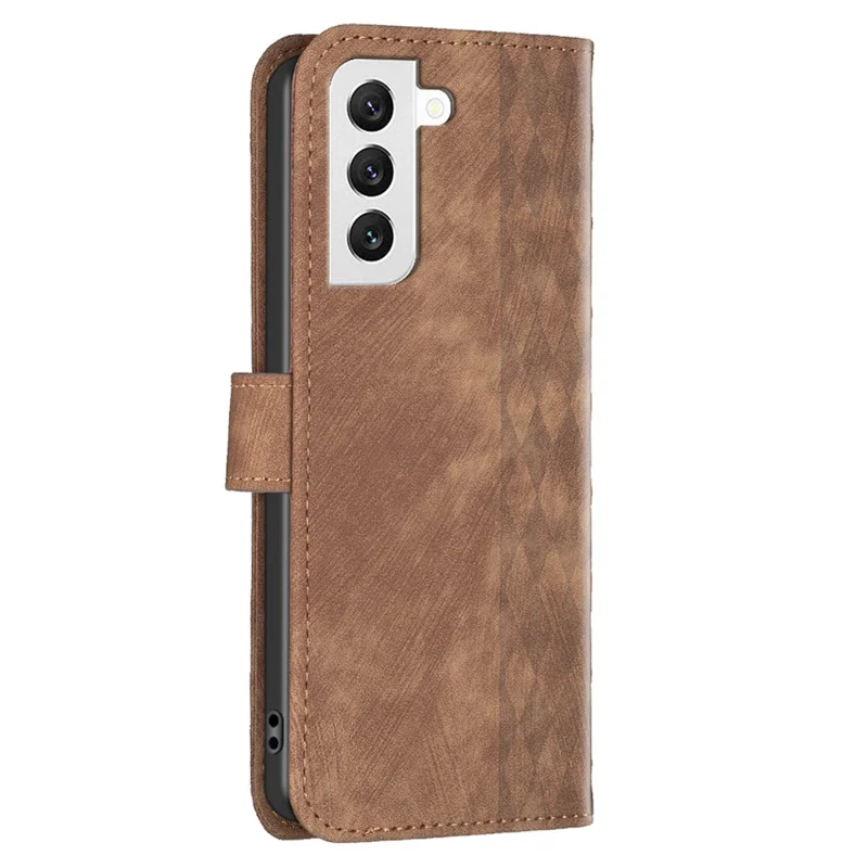 Per Samsung Galaxy S22 5G Custodia in Pelle, Portafoglio Stand Antigraffio Motivo Impresso Flip Phone Case - Marrone