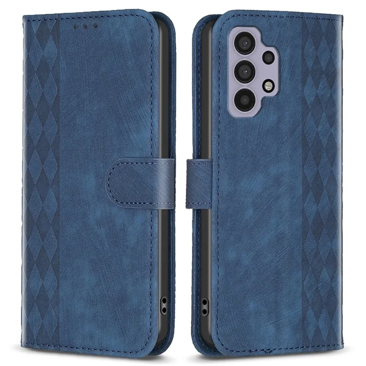 For Samsung Galaxy A32 5G / M32 5G Leather Cover, Wallet Stand Imprinted Pattern Phone Anti-drop Case - Blue
