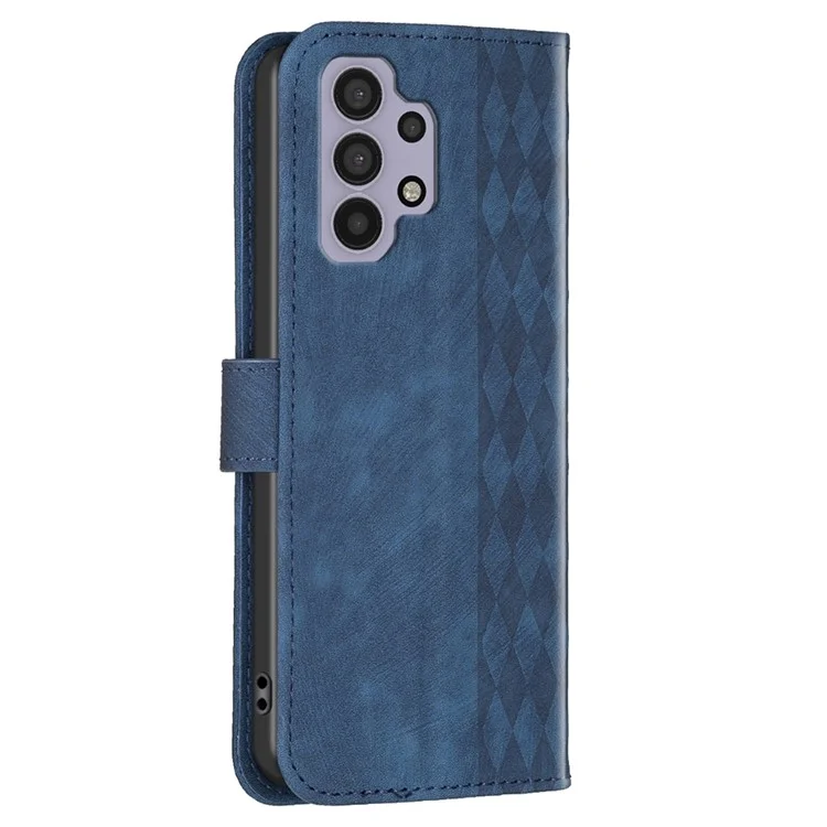 For Samsung Galaxy A32 5G / M32 5G Leather Cover, Wallet Stand Imprinted Pattern Phone Anti-drop Case - Blue