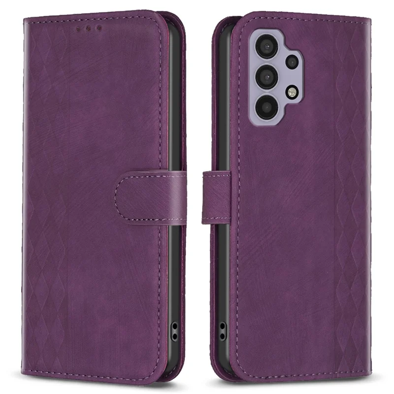 For Samsung Galaxy A32 5G / M32 5G Leather Cover, Wallet Stand Imprinted Pattern Phone Anti-drop Case - Purple