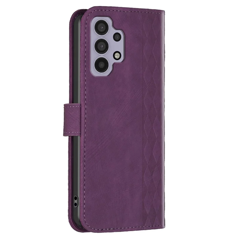 For Samsung Galaxy A32 5G / M32 5G Leather Cover, Wallet Stand Imprinted Pattern Phone Anti-drop Case - Purple