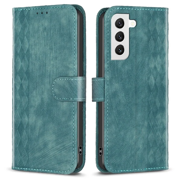 Funda de teléfono para Samsung Galaxy S22+ 5G Wallet Imprinting Pattern Magnetic Closure Stand Cover - Verde