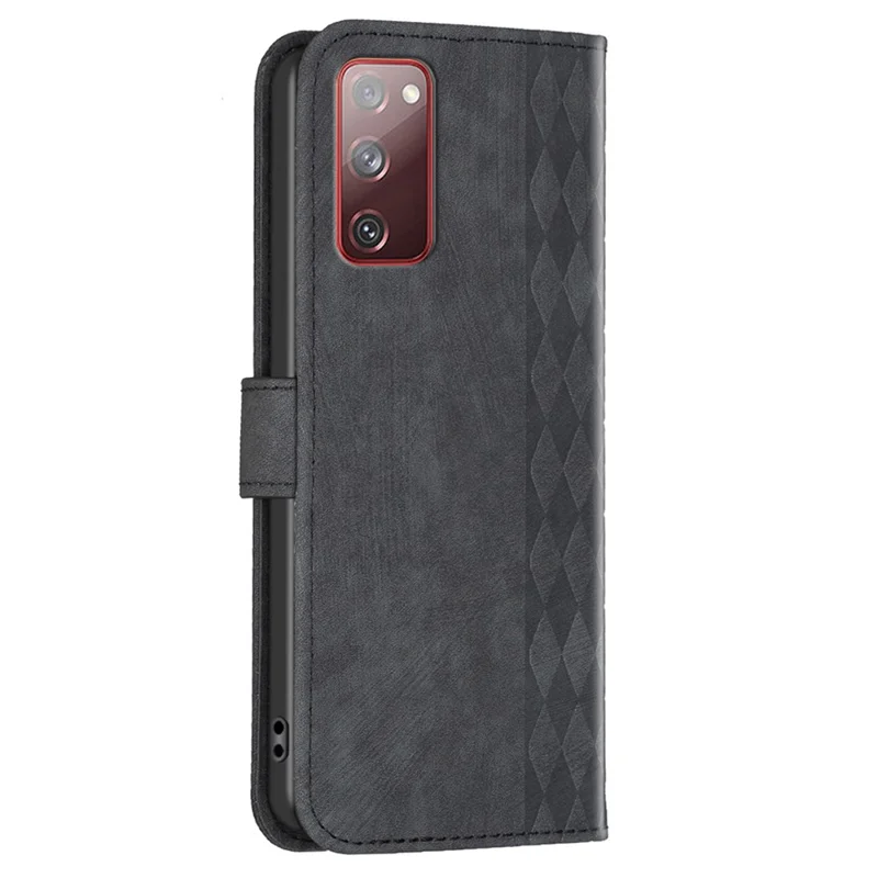 Phone Case for Samsung Galaxy S20 Lite / S20 FE / S20 FE 5G / S20 FE 2022 Wallet Imprinting Pattern Stand Cover - Black