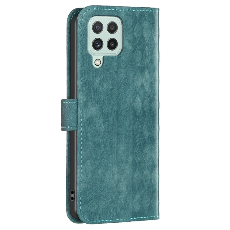 Для Samsung Galaxy A12 PU Leather+TPU Flip Cover Imprinted Pattern Shockproof Wallet Phone Case - Green