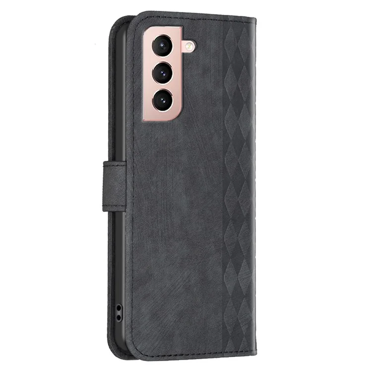 Для Samsung Galaxy S21+ 5G Imprinting Pattern Magnetic Clasp Cover Stand Wallet Phone Case - Черный