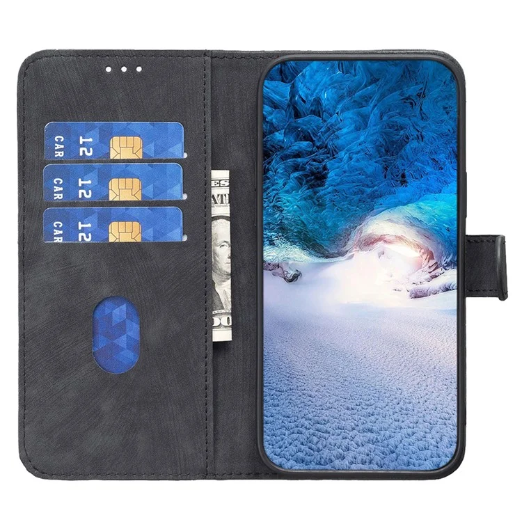 Для Samsung Galaxy S21+ 5G Imprinting Pattern Magnetic Clasp Cover Stand Wallet Phone Case - Черный