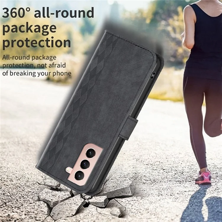 Для Samsung Galaxy S21+ 5G Imprinting Pattern Magnetic Clasp Cover Stand Wallet Phone Case - Черный