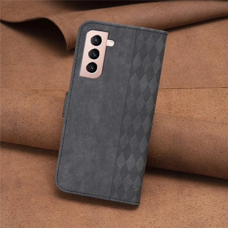 Для Samsung Galaxy S21+ 5G Imprinting Pattern Magnetic Clasp Cover Stand Wallet Phone Case - Черный