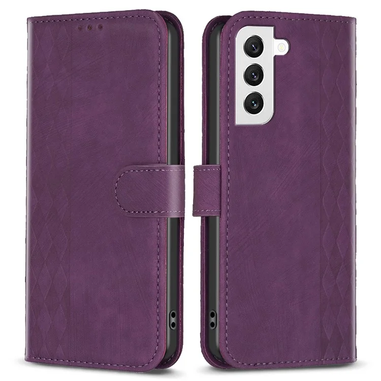 Stoßfeste Hülle für Samsung Galaxy S21 FE 5G Imprinting Pattern Stand Wallet Phone Case - Lila