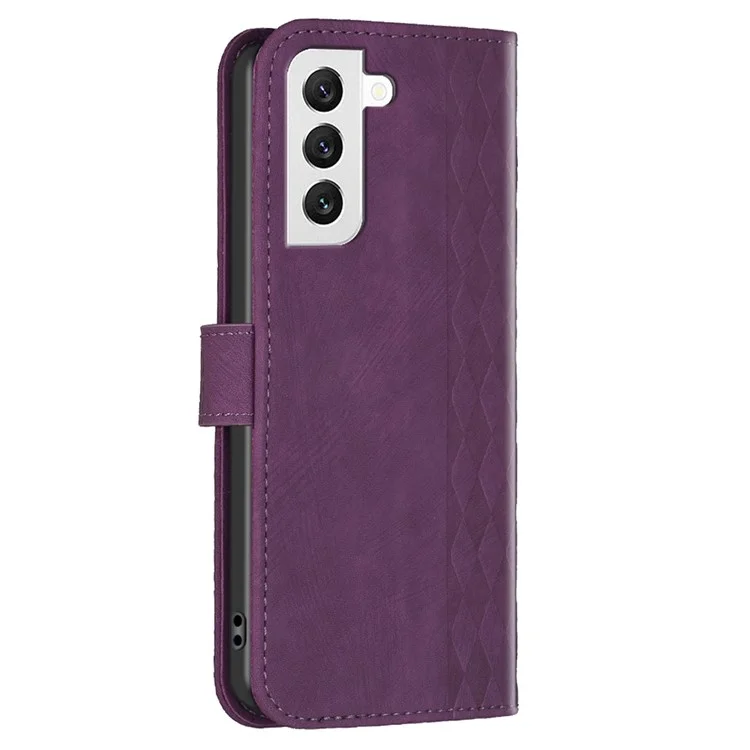 Stoßfeste Hülle für Samsung Galaxy S21 FE 5G Imprinting Pattern Stand Wallet Phone Case - Lila