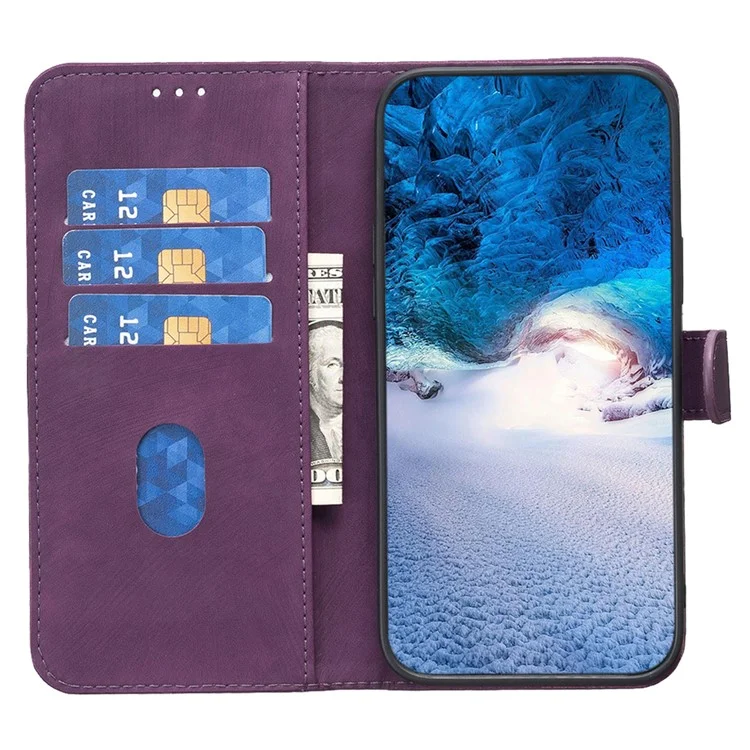 Stoßfeste Hülle für Samsung Galaxy S21 FE 5G Imprinting Pattern Stand Wallet Phone Case - Lila