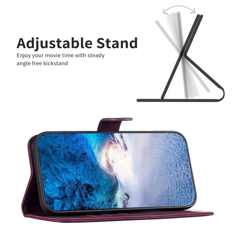 Stoßfeste Hülle für Samsung Galaxy S21 FE 5G Imprinting Pattern Stand Wallet Phone Case - Lila