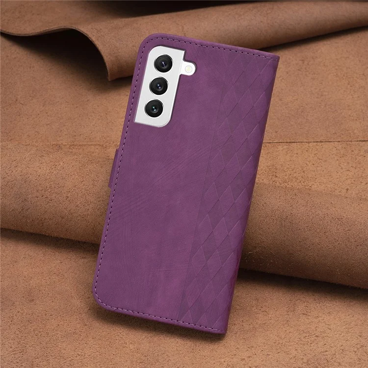Stoßfeste Hülle für Samsung Galaxy S21 FE 5G Imprinting Pattern Stand Wallet Phone Case - Lila