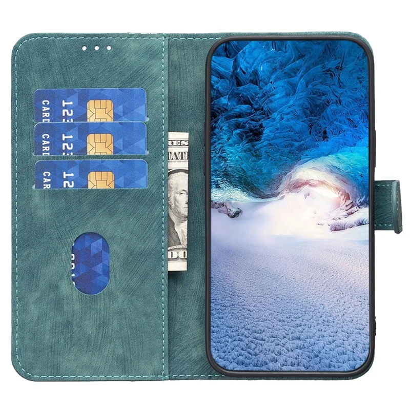 Anti-drop Cover for Samsung Galaxy A54 5G Imprinting Pattern Flip Phone Wallet Foldable Stand Case - Green