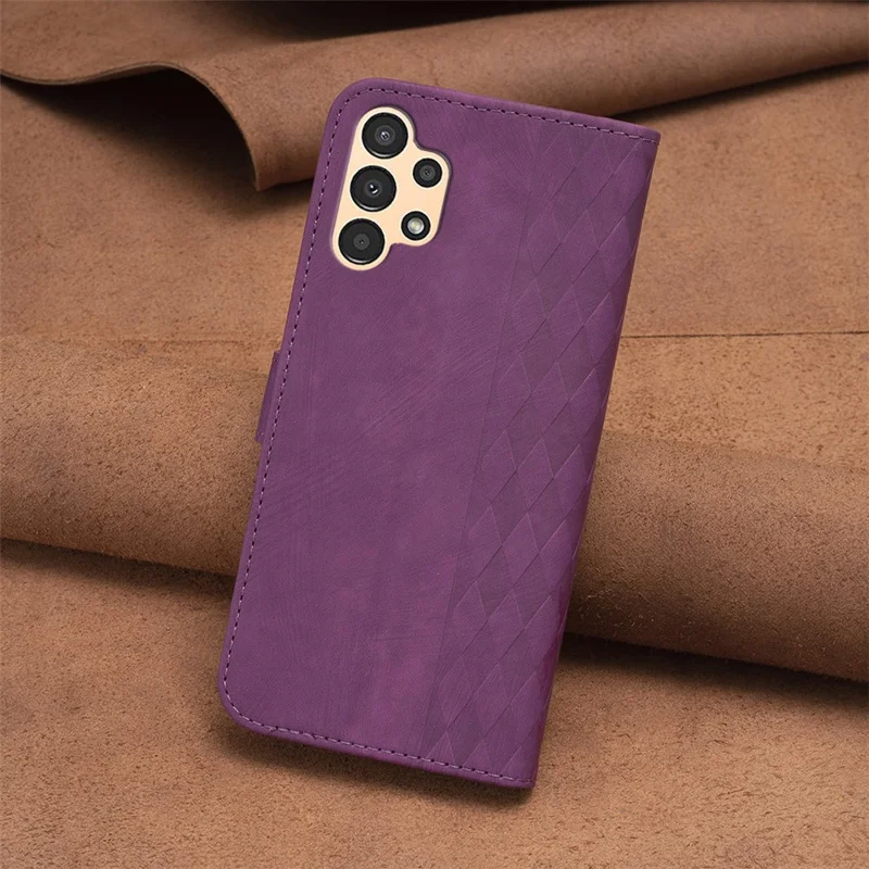 For Samsung Galaxy A23 4G / A23 5G (Global Version) / M23 5G / M13 4G / F23 5G Phone Case Wallet Imprinting Pattern Stand Cover - Purple