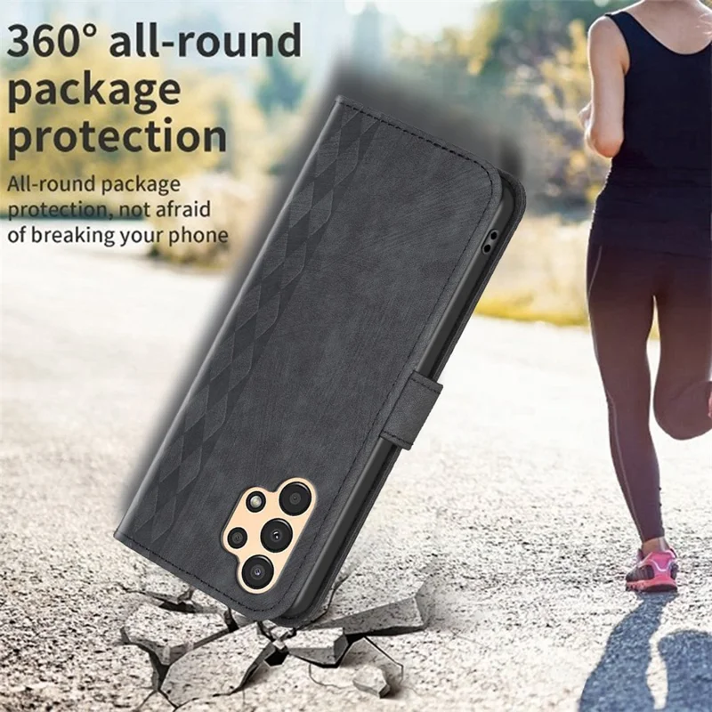 For Samsung Galaxy A23 4G / A23 5G (Global Version) / M23 5G / M13 4G / F23 5G Phone Case Wallet Imprinting Pattern Stand Cover - Black