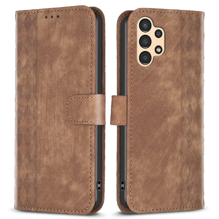 For Samsung Galaxy A13 4G / A13 5G Imprinted Pattern Leather Flip Cover Shockproof Wallet Phone Case - Brown