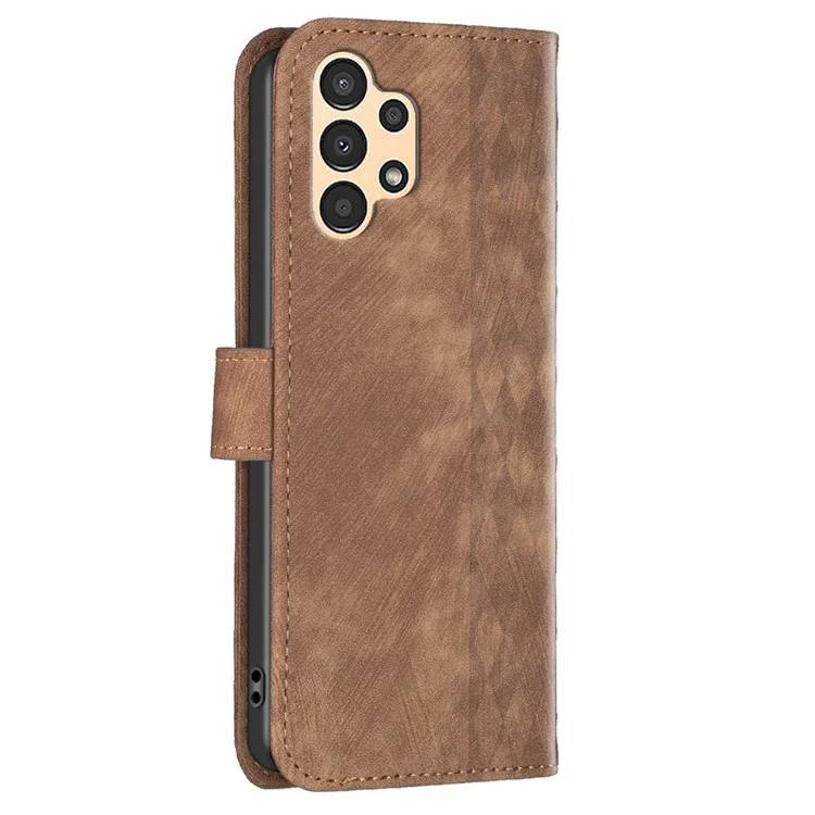 For Samsung Galaxy A13 4G / A13 5G Imprinted Pattern Leather Flip Cover Shockproof Wallet Phone Case - Brown