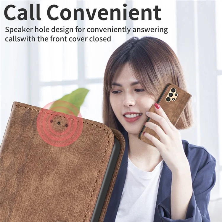For Samsung Galaxy A13 4G / A13 5G Imprinted Pattern Leather Flip Cover Shockproof Wallet Phone Case - Brown