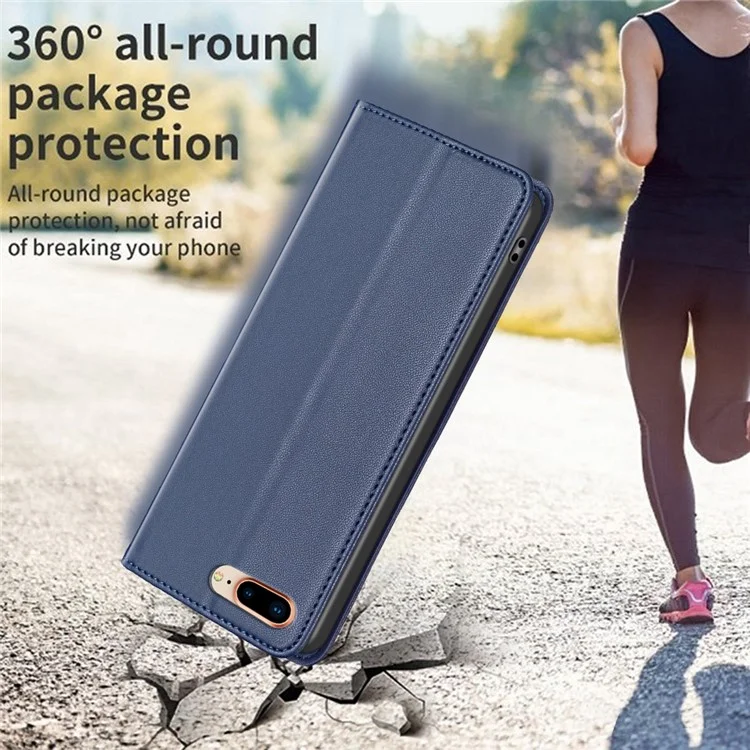 BINFEN COLOR BF18 Pour iPhone 8 Plus / 7 Plus / 6 Plus / 6s Plus Étui en Cuir avec Fente pour Carte Support de Téléphone - Bleu