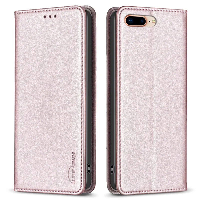 BINFEN COLOR BF18 Pour iPhone 8 Plus / 7 Plus / 6 Plus / 6s Plus Étui en cuir avec fente pour carte Support téléphonique - Or rose