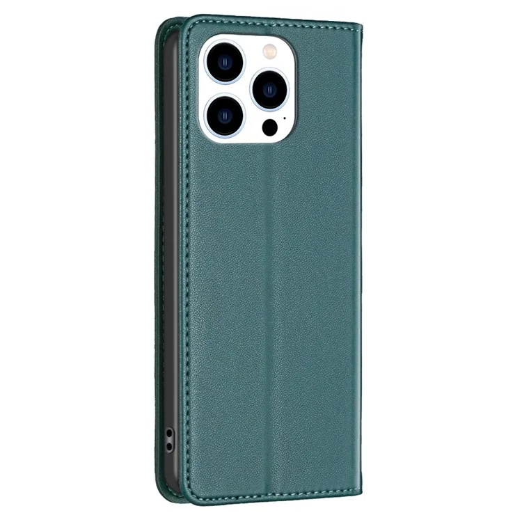 BINFEN COLOR BF18 para iPhone 14 Pro Max Carcasa de protección contra caídas Funda de teléfono de cuero PU Ranura para tarjetas Soporte Cubierta - Verde