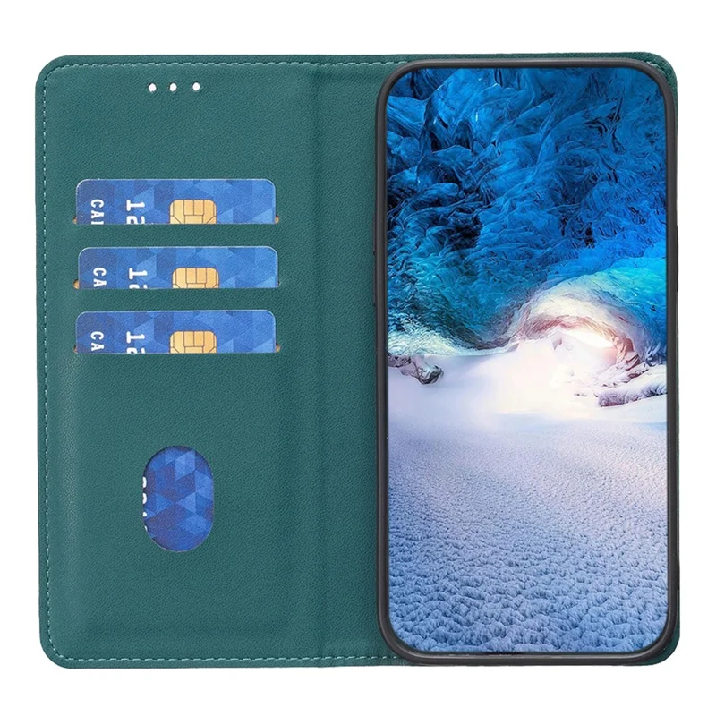 BINFEN COLOR BF18 For iPhone 13 Pro 6.1 inch PU Leather Phone Case Card Slots Folding Stand Cover - Green