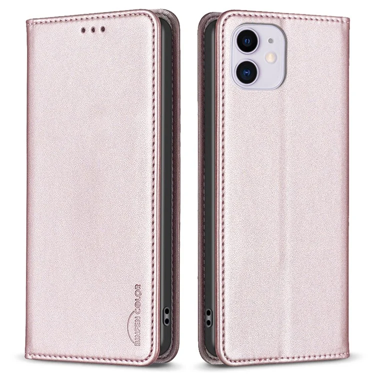 Binfen Color BF18 Para Iphone 11 PU Couro à Prova de Capa à Prova de Queda - Rosa Ouro