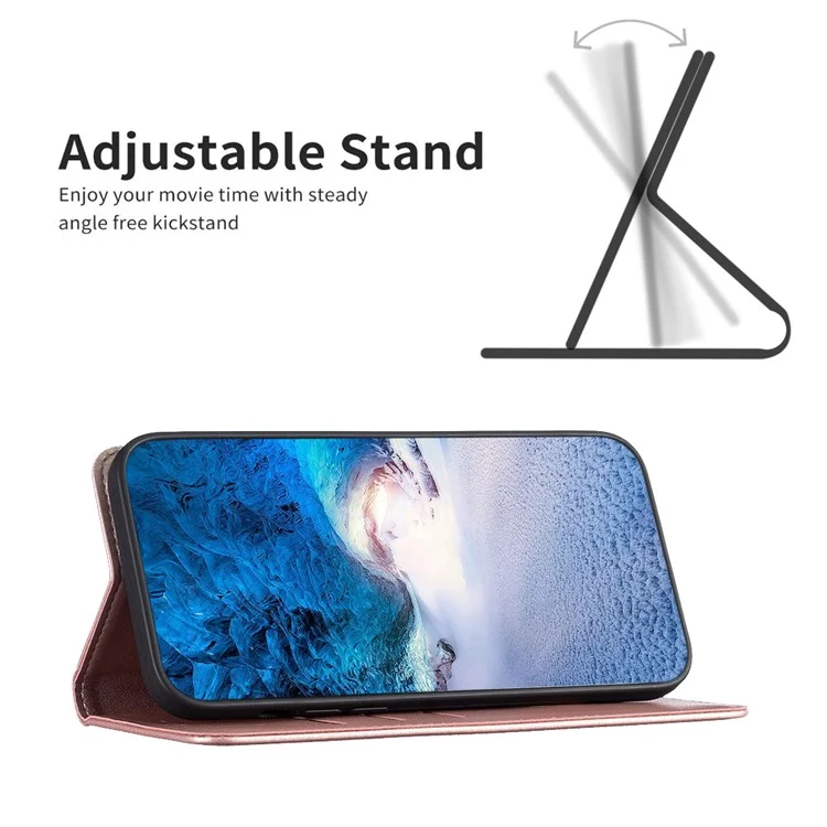 BINFEN COLOR BF18 Pour iPhone 11 Étui de protection en cuir PU anti-chute avec support et porte-cartes - Or rose