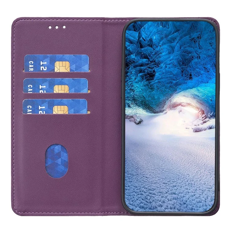 BINFEN COLOR BF18 For iPhone 12 / 12 Pro 6.1 inch PU Leather Phone Case Card Slot Stand Flip Cover - Dark Purple
