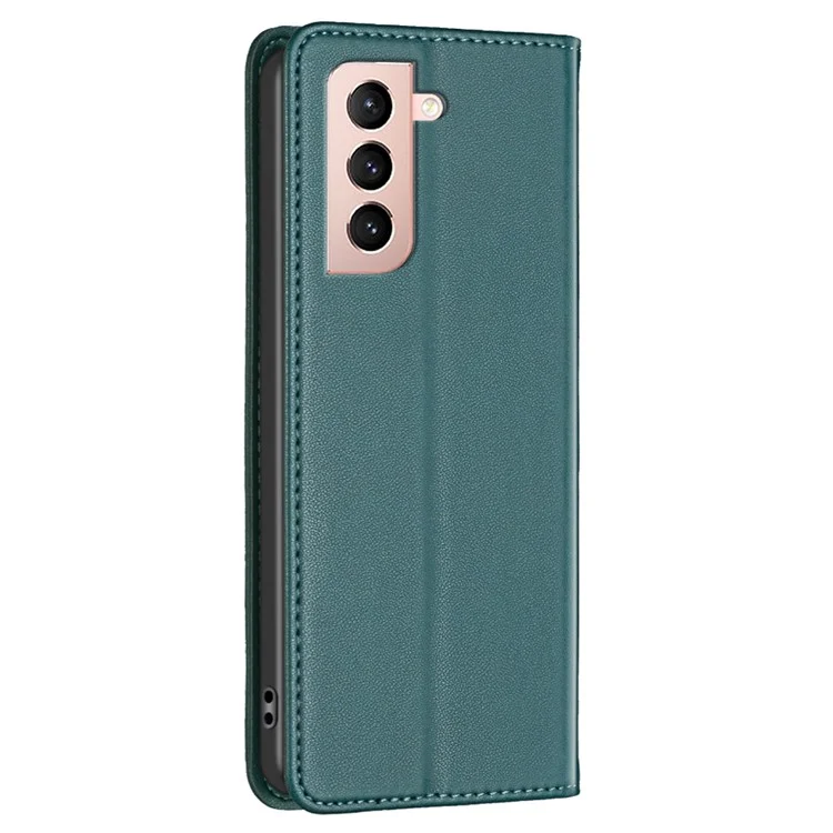 BINFEN COLOR BF18 para Samsung Galaxy S21 4G / 5G Funda de teléfono de cuero PU con ranuras para tarjetas Funda para teléfono - Verde