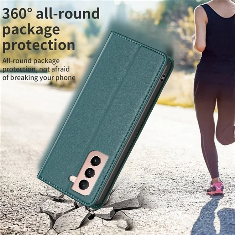 BINFEN COLOR BF18 para Samsung Galaxy S21 4G / 5G Funda de teléfono de cuero PU con ranuras para tarjetas Funda para teléfono - Verde