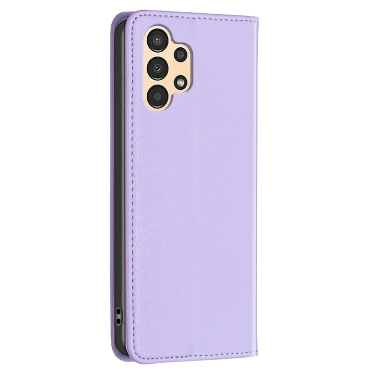 BINFEN COLOR BF18 for Samsung Galaxy A73 5G Phone Stand Case Card Holder PU Leather + TPU Cover - Purple