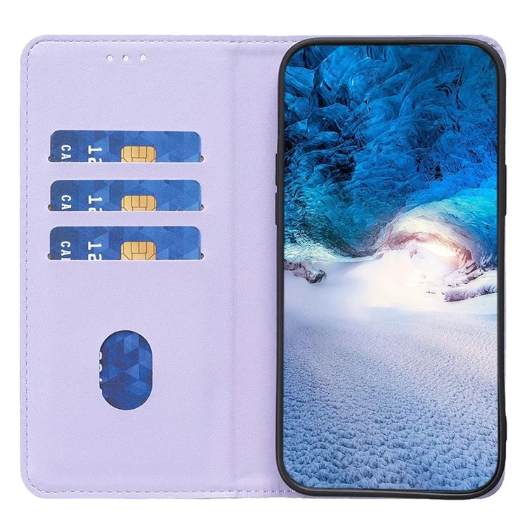 BINFEN COLOR BF18 for Samsung Galaxy A73 5G Phone Stand Case Card Holder PU Leather + TPU Cover - Purple