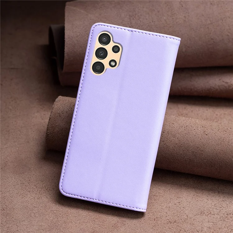 BINFEN COLOR BF18 for Samsung Galaxy A73 5G Phone Stand Case Card Holder PU Leather + TPU Cover - Purple