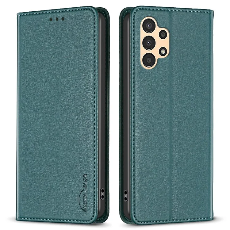 BINFEN COLOR BF18 Pour Samsung Galaxy A33 5G Étui Folio en Cuir PU avec Fente pour Carte Support de Téléphone - Vert