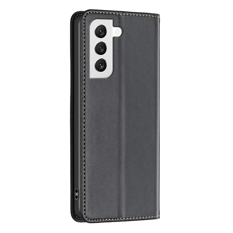 BINFEN COLOR BF18 Für Samsung Galaxy S22 5G PU-Leder-Kartensteckplatzabdeckung Stoßfeste Ständer Handyhülle - Schwarz