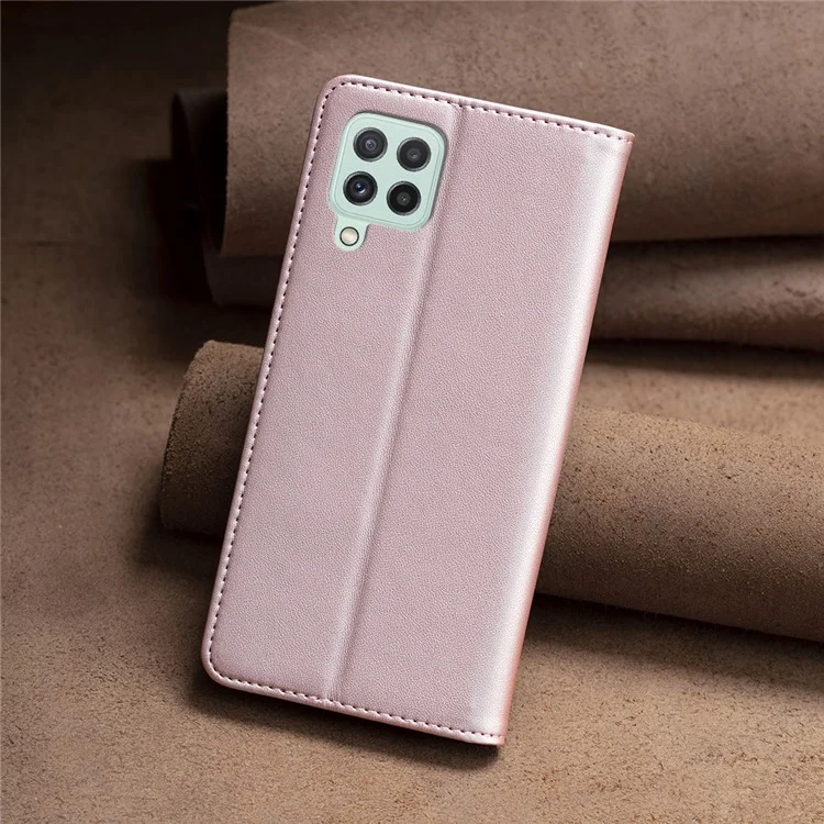 BINFEN COLOR BF18 Para Samsung Galaxy A22 4G (Versión EU) Funda de Teléfono con Soporte de Tarjeta de Cuero PU Tapa Abatible - Oro Rosa