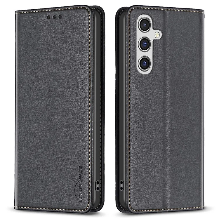 BINFEN COLOR BF18 Pour Samsung Galaxy A14 4G / 5G Étui à rabat en cuir PU avec porte-cartes - Noir