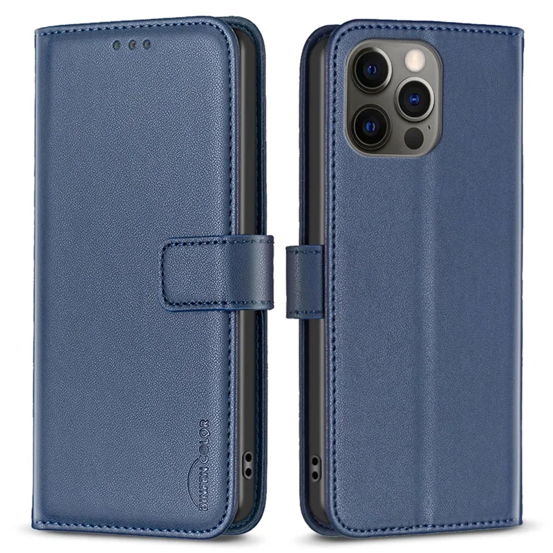 BINFEN COLOR BF17 Wallet Case for iPhone 12 / 12 Pro 6.1 inch , PU Leather Stand Folio Phone Cover - Blue
