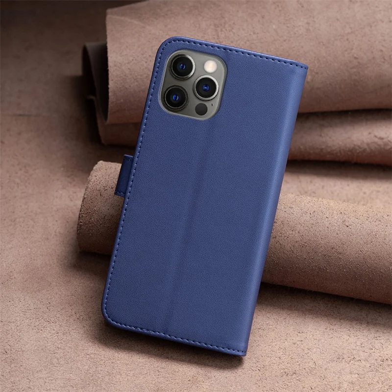 BINFEN COLOR BF17 Wallet Case for iPhone 12 / 12 Pro 6.1 inch , PU Leather Stand Folio Phone Cover - Blue