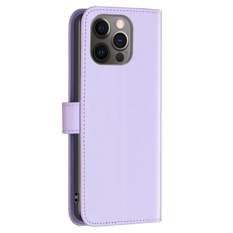 BINFEN COLOR BF17 For iPhone 12 Pro Max 6.7 inch Flip Leather Cover Wallet Stand Magnetic Phone Case - Purple
