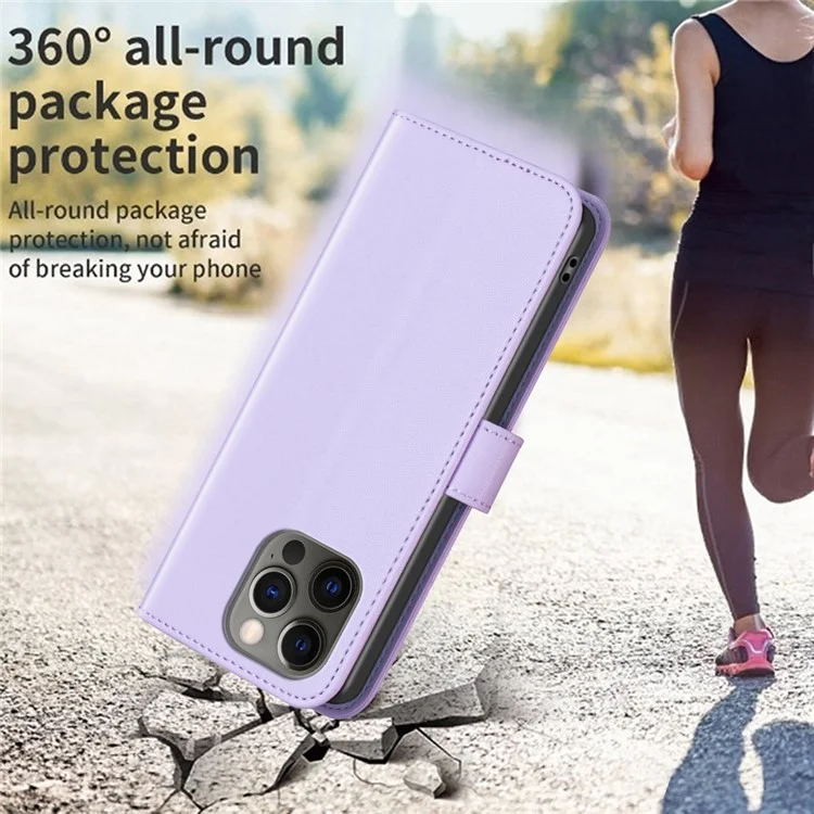 BINFEN COLOR BF17 For iPhone 12 Pro Max 6.7 inch Flip Leather Cover Wallet Stand Magnetic Phone Case - Purple
