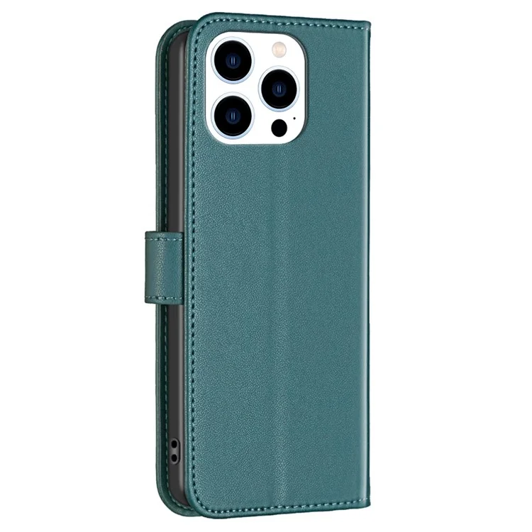 BINFEN COLOR BF17 для iPhone 13 Pro Max 6,7 дюйма Кожаный кошелёк Чехол Flip Stand Защитный Чехол для телефона - Зелёный