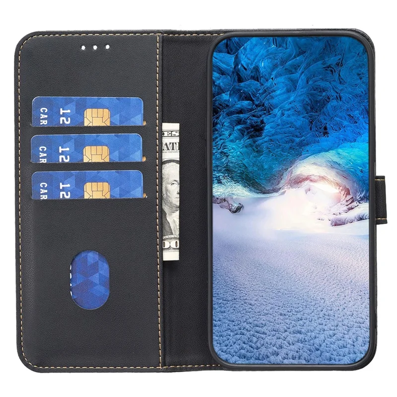 BINFEN COLOR BF17 Für iPhone 13 Pro Max 6,7 Zoll Leder Wallet Case Flip Stand Schutzhülle - Schwarz