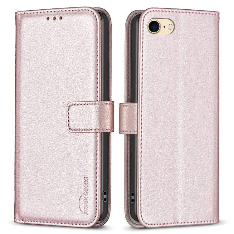 BINFEN COLOR BF17 For iPhone 6 / 6s / 7 / 8 4.7 inch PU Leather Phone Case Stand Flip Wallet Cover - Rose Gold