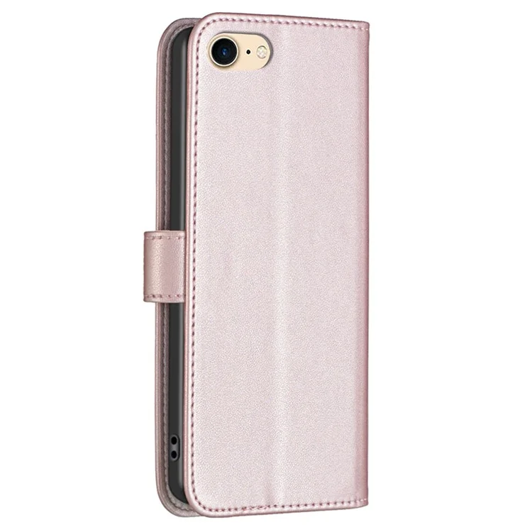 BINFEN COLOR BF17 For iPhone 6 / 6s / 7 / 8 4.7 inch PU Leather Phone Case Stand Flip Wallet Cover - Rose Gold