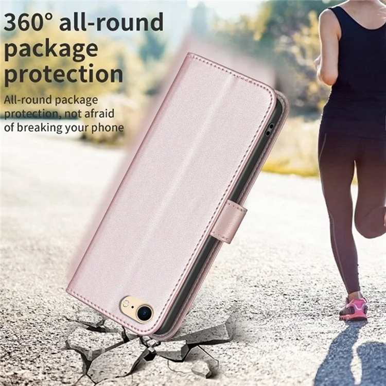BINFEN COLOR BF17 For iPhone 6 / 6s / 7 / 8 4.7 inch PU Leather Phone Case Stand Flip Wallet Cover - Rose Gold