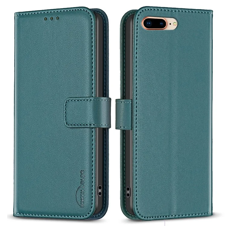 BINFEN COLOR BF17 Leather Wallet Case for iPhone 6 Plus / 6s Plus / 7 Plus / 8 Plus 5.5 inch , Stand Magnetic Flip Phone Cover - Green