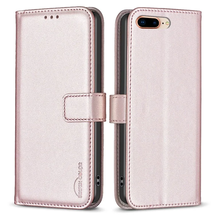 BINFEN COLOR BF17 Leather Wallet Case for iPhone 6 Plus / 6s Plus / 7 Plus / 8 Plus 5.5 inch , Stand Magnetic Flip Phone Cover - Rose Gold